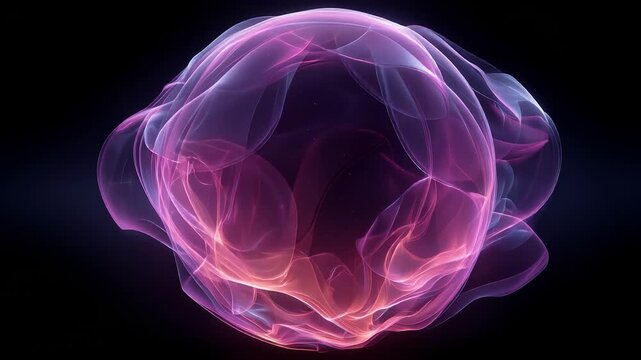 Abstract Ethereal Energy Sphere with Floating Silk Waves and Plasma Glow in 4K Loop
