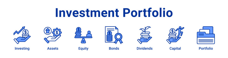 -Investment Portfolio Icon Banner blue color