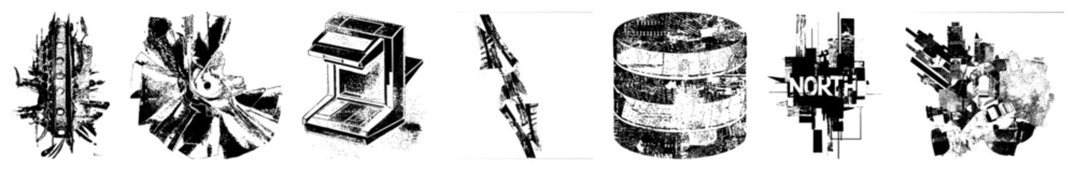 Obraz premium Industrial gear wheels, urban fragments, abstract mechanical elements, vector art, technical design, cityscape motifs, stylized machinery.