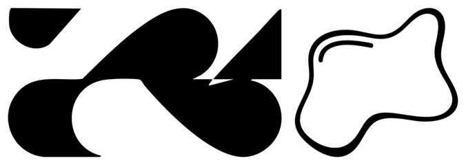 Fototapeta premium Modern logo featuring bold black shapes, angular forms and flowing, minimalist vector art, corporate branding element, graphic design.