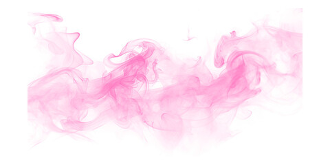 Abstract pink smoke and magenta vapor swirls float through dark ethereal mist on a black background for a creative