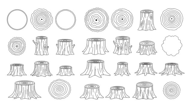 Minimalist Tree Stumps Plan View Outline Vector Collection for Architectural Site Plans