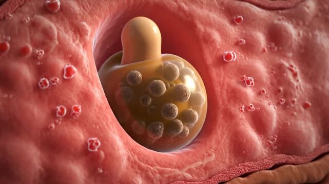 Acne Formation In Clogged Pore Sebaceous Gland Macro 3D Animation