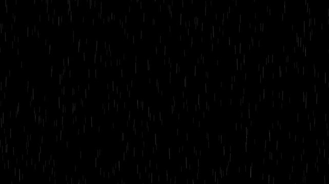 Falling raindrops footage animation Heavy rainstorm hitting black surface. rain on black background with wind, 