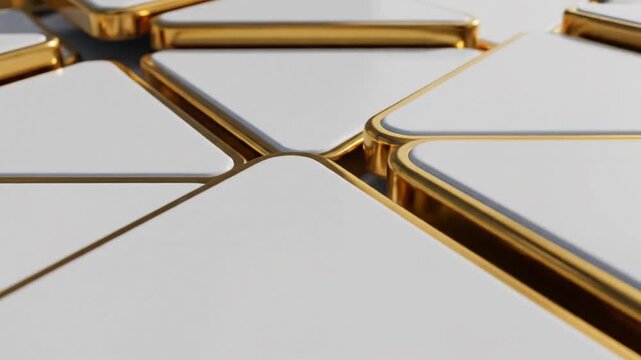 Gold Trimmed White Tiles 3D Rendering.