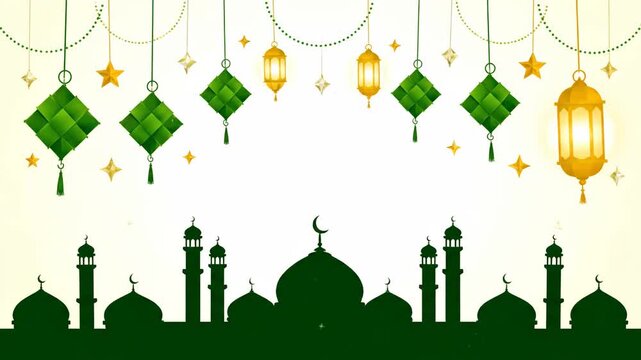Islamic Mosque Silhouette Ramadan Eid Celebration Background