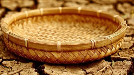 Obraz premium Close up shot of an old broken woven bamboo basket