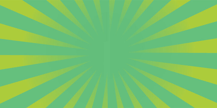 Comic background. Pop art texture. Starburst cartoon style. Anime design with explosion effect for print. Fun dot pattern. Green backdrop with halftone gradient. Funny line frame. Vector illustration