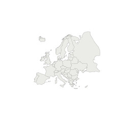Obraz premium Clean vector outline map of the European continent featuring all individual countries and their precise borders clearly visible for geographic, educational, and professional design projects.