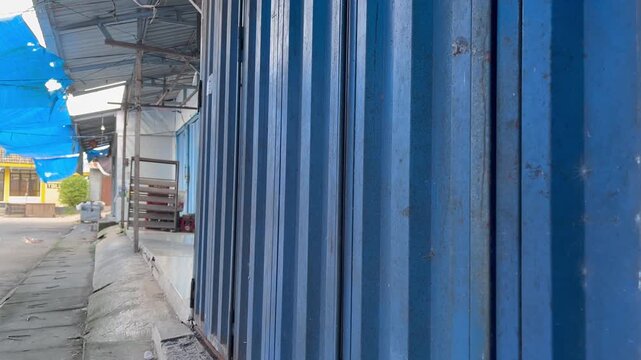 Industrial style blue metal roller shutter door for warehouse