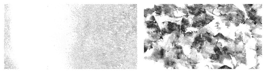 Vectorized halftone textures with dot gradients, graphic design elements, print simulation,, isolated shapes, stylized noise, visual texture.