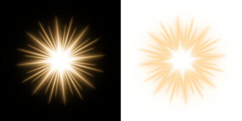 Fototapeta premium Golden Starburst Light Flare with Radiant Glow and Shining Rays Abstract Background