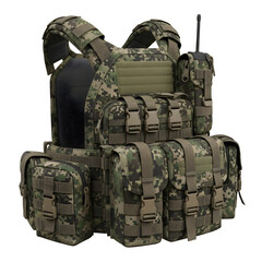 Tactical Vest with Pouches isolated on transparent background