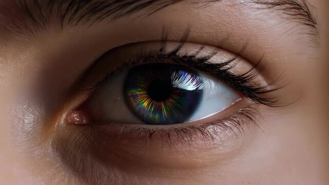 Closeup of Human Eye with Colorful Iris.