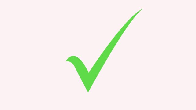 Tick mark icon animation on isolated white background. Check mark animation icon 4k. Approved tick mark icon animation. green Tick Mark Animation Motion Graphics. 3D check mark icon, approved sign,