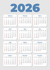 2026 Calendar Template With Square Background