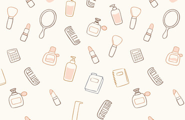 Collection of Cosmetic Products and Accessories.