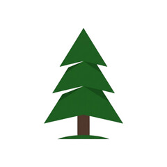 Fototapeta premium Minimalist flat vector illustration of a green pine tree isolated on white background