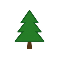 Fototapeta premium Minimalist flat vector illustration of a green pine tree isolated on white background