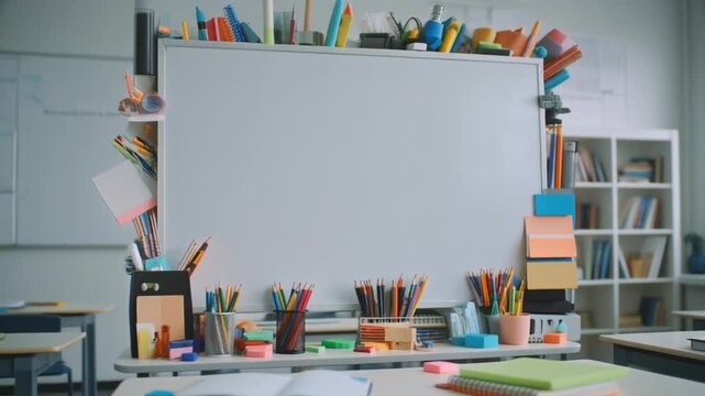 Classroom Desk with Art Supplies.