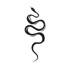 Fototapeta premium Vine_snake silhouette showing slender, elongated body coiled on branch.