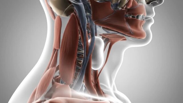 Human anatomy neck muscles and skeleton.