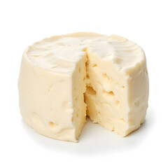 Creamy sliced Easter dessert on white background, festive indulgence