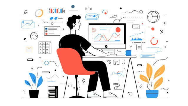 modern simple minimalist flat illustrations for website and app