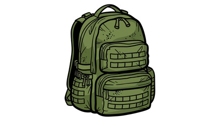 Green tactical backpack illustration
