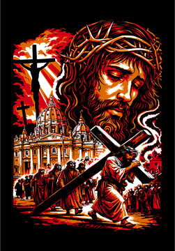 JESUS CHRIST CARRYING THE CRO...