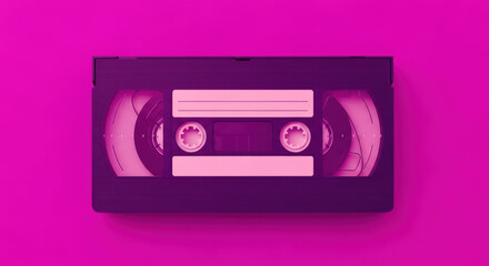 Fototapeta premium Vibrant Purple VHS Tape Represents Nostalgia for Analog Media and Home Entertainment Technology of the Past with a Bold and Eye Catching Color Palette