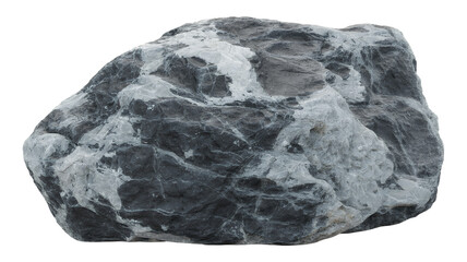 Obraz premium Large gray rock with white veins stone isolated on a transparent background