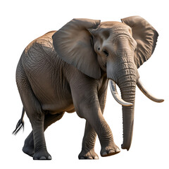 Obraz premium Majestic elephant walking through a lush green landscape with a clear blue sky