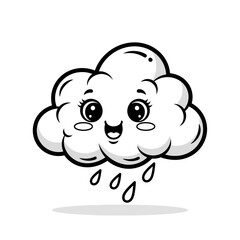 Obraz premium Cute Cartoon Cloud Raining Happy Weather Icon