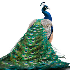 Obraz premium A majestic peacock with its feathers fanned out in a vibrant display of colors
