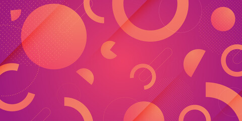 Abstract gradient purple and orange banner pattern background with overlap curve and circle shapes element concept design. Colorful decoration background style.