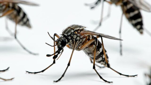 Close-up of a mosquito on a white background studio shot
