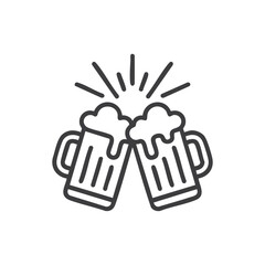 Fototapeta premium Festive beer toast vector illustration with clinking mugs celebration concept