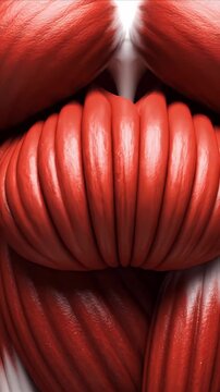 Detailed CGI Rendering of Striated Muscle Fibers Contracted and Relaxed Demonstrating Physiological Movement for Medical Education and Scientific Presentation