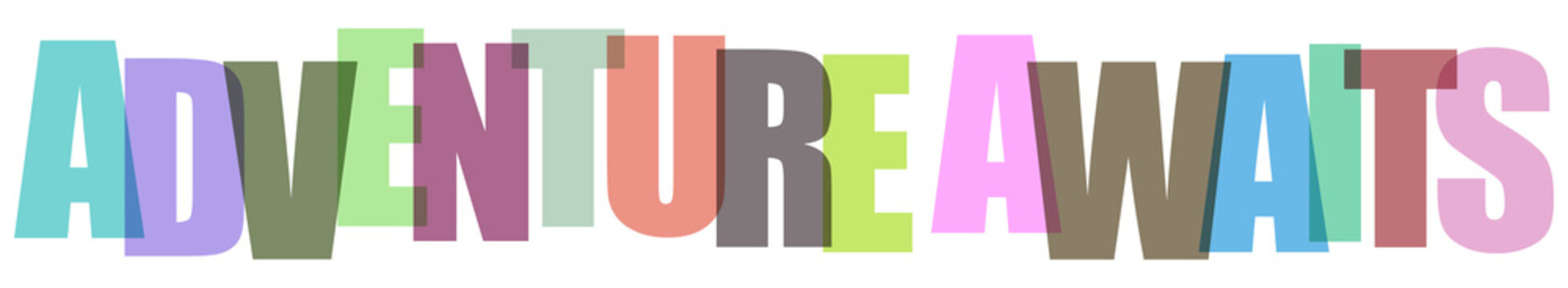 Multicolored typography text 'ADVENTURE AWATS' on white background