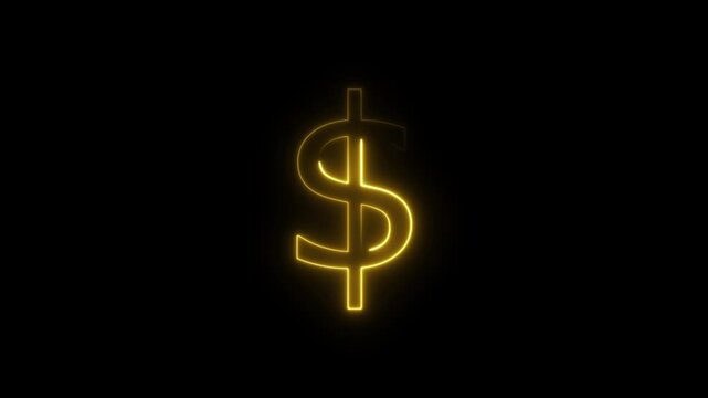 abstract neon dollar icon animation on black background, Glowing neon dollar line icon animation.
Financial Focus and Wealth Concept, icon money wealth sing animated on black background.