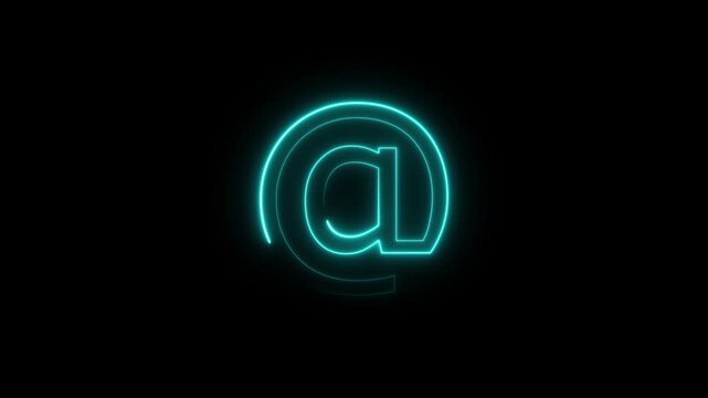 A dynamic motion, and glowing neon @ animation .neon lightning bolt, glowing sign.
4K Video motion graphic animation motion video .@ neon sign light on black background. 