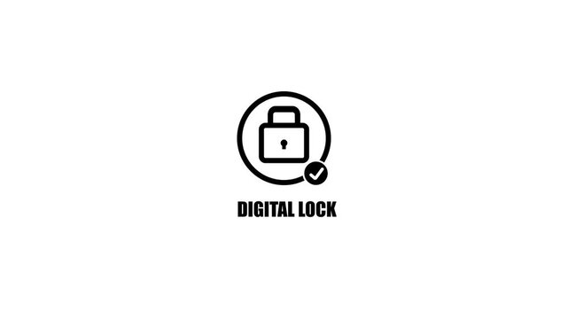 DIGITAL LOCK interface animation digital security padlock safe authentication cyber protection concept motion.