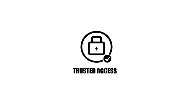 TRUSTED ACCESS interface animation digital security padlock safe authentication cyber protection concept motion.