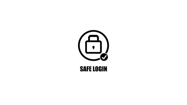 Secure login interface animation digital security padlock safe authentication cyber protection concept motion.
