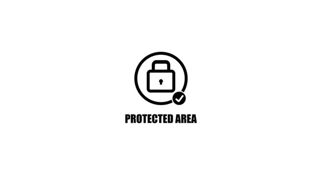 PROTECTED AREA interface animation digital security padlock safe authentication cyber protection concept motion.