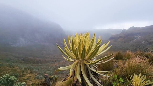 The frailejones of Nevado del Ruiz grow in the high-altitude p&aacute;ramo ecosystem, adapted to extreme cold and playing a vital role in water conservation and biodiversity in the Andes