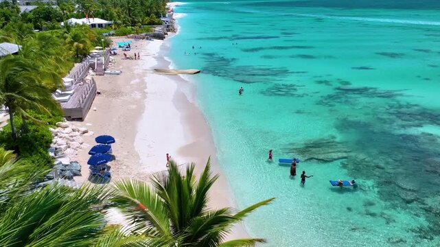A beach cove drone shot in Turks and Caicos