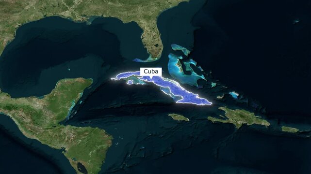 Cuba Map Animation Geopolitical News Satellite 4K