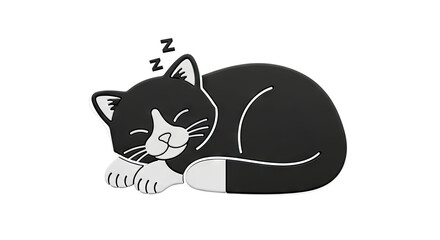 Fototapeta premium Sleeping Tuxedo Cat Illustration